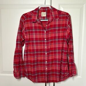 American Eagle Outfitters Red Plaid Button-Down Shirt